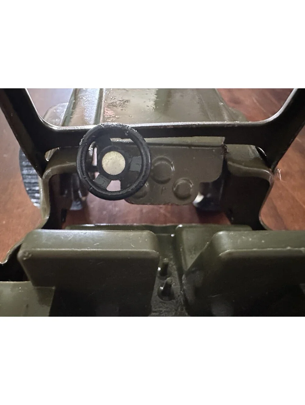Vintage Tonka Pressed Steel Military Jeep Olive Green Toy Truck 9